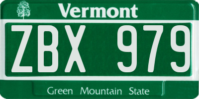VT license plate ZBX979