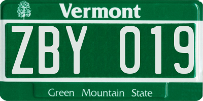 VT license plate ZBY019