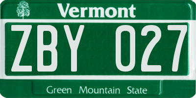 VT license plate ZBY027