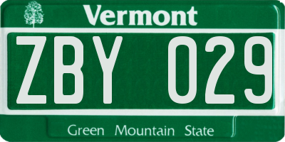 VT license plate ZBY029