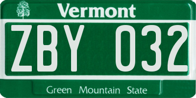 VT license plate ZBY032