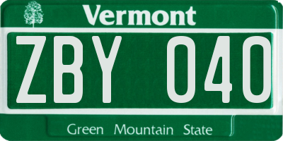 VT license plate ZBY040