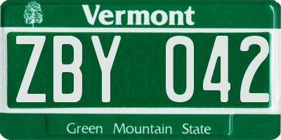 VT license plate ZBY042