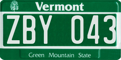 VT license plate ZBY043