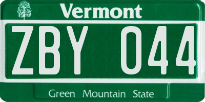 VT license plate ZBY044