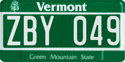 VT license plate ZBY049