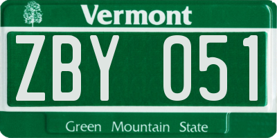 VT license plate ZBY051