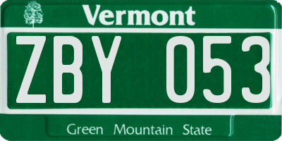 VT license plate ZBY053