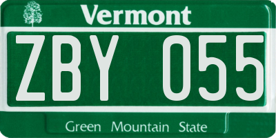 VT license plate ZBY055