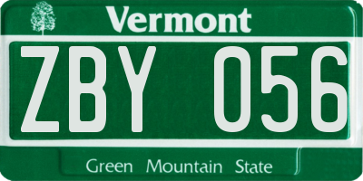 VT license plate ZBY056