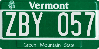 VT license plate ZBY057