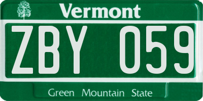 VT license plate ZBY059
