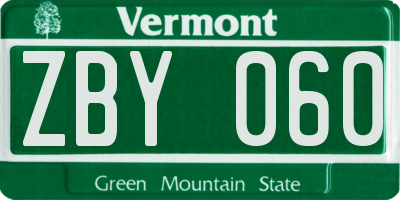 VT license plate ZBY060