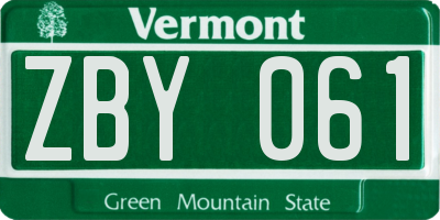 VT license plate ZBY061