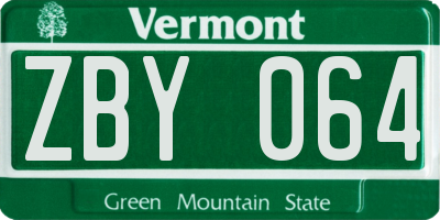 VT license plate ZBY064