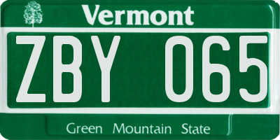VT license plate ZBY065