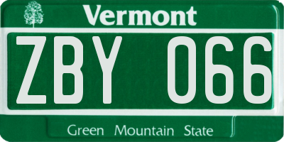 VT license plate ZBY066