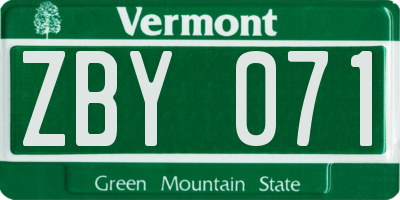 VT license plate ZBY071