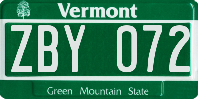 VT license plate ZBY072
