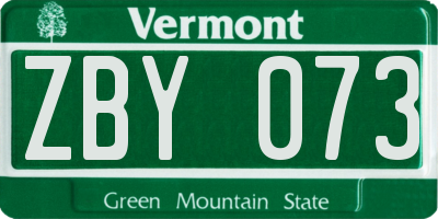 VT license plate ZBY073