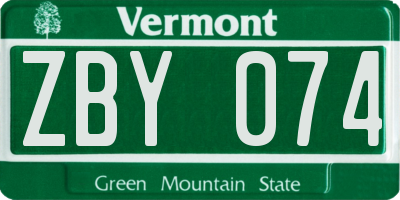 VT license plate ZBY074