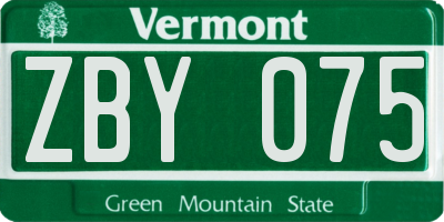VT license plate ZBY075