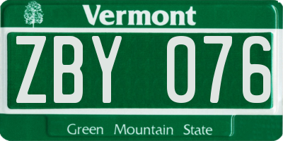 VT license plate ZBY076
