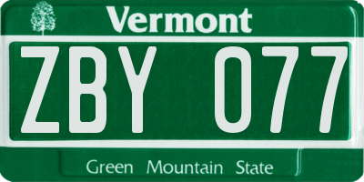 VT license plate ZBY077