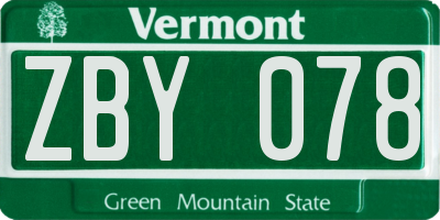 VT license plate ZBY078