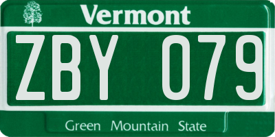 VT license plate ZBY079