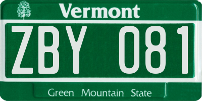 VT license plate ZBY081