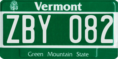 VT license plate ZBY082