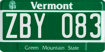 VT license plate ZBY083