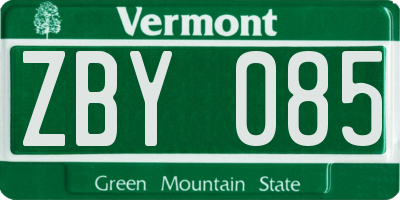 VT license plate ZBY085