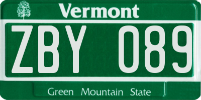 VT license plate ZBY089