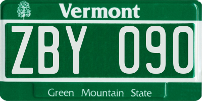 VT license plate ZBY090
