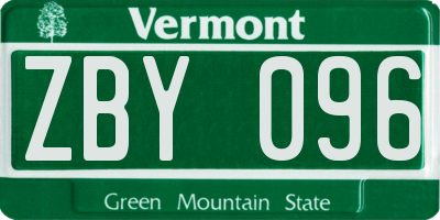 VT license plate ZBY096