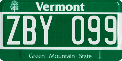 VT license plate ZBY099