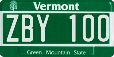 VT license plate ZBY100