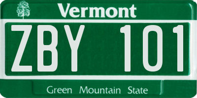VT license plate ZBY101