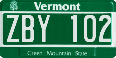 VT license plate ZBY102
