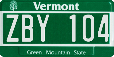 VT license plate ZBY104