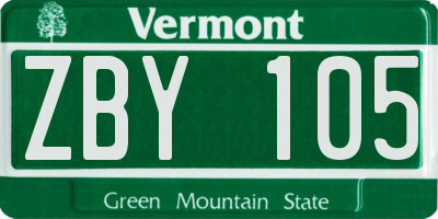 VT license plate ZBY105