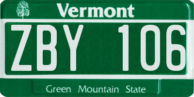 VT license plate ZBY106