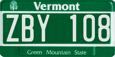 VT license plate ZBY108