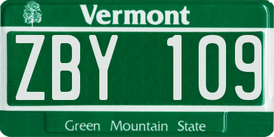 VT license plate ZBY109