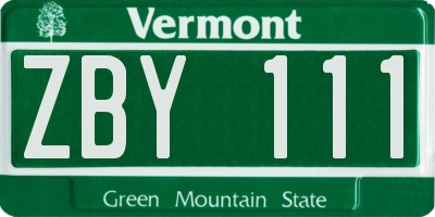 VT license plate ZBY111