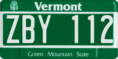 VT license plate ZBY112