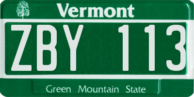 VT license plate ZBY113