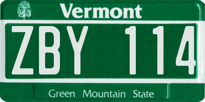 VT license plate ZBY114